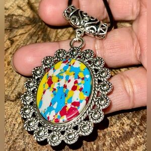 Summer Color Rainbow Calsilica Pendant 3”